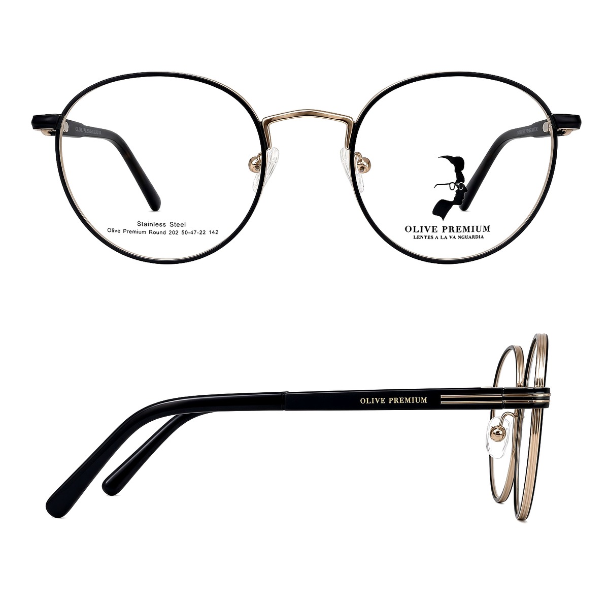 Olive Premium Round 202 Negro con dorado - Imagen 2