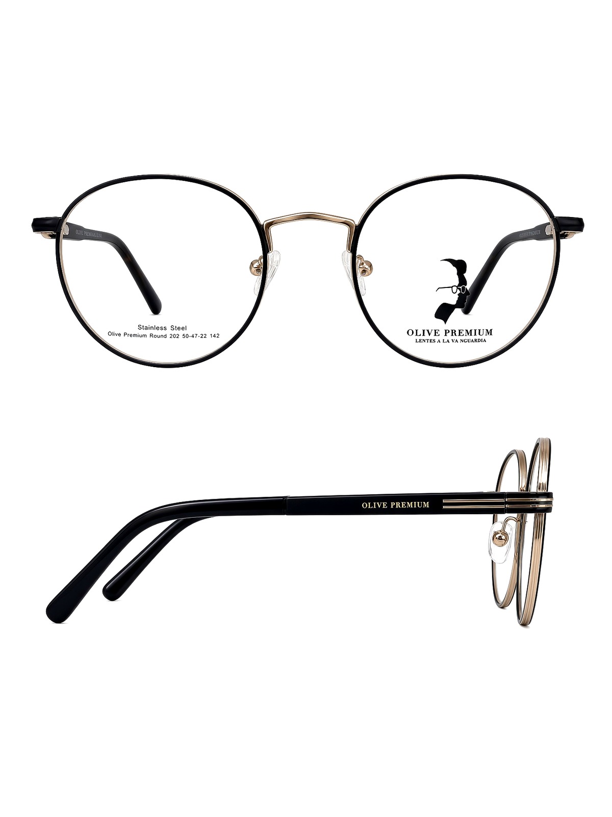 Olive Premium Round 202 Negro con dorado