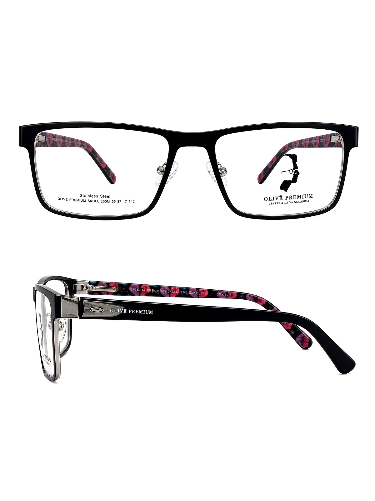 Olive Premium SKULL 205M Negro con varillas estampadas