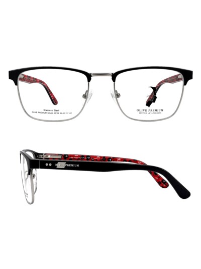 Olive Premium SKULL 201M Negro y plata con varillas estampadas