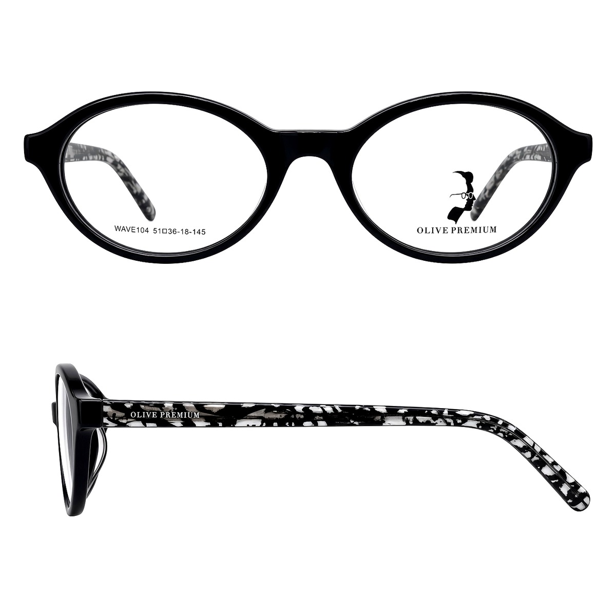 Olive Premium WAVE104 Negro con varillas estampadas - Imagen 2