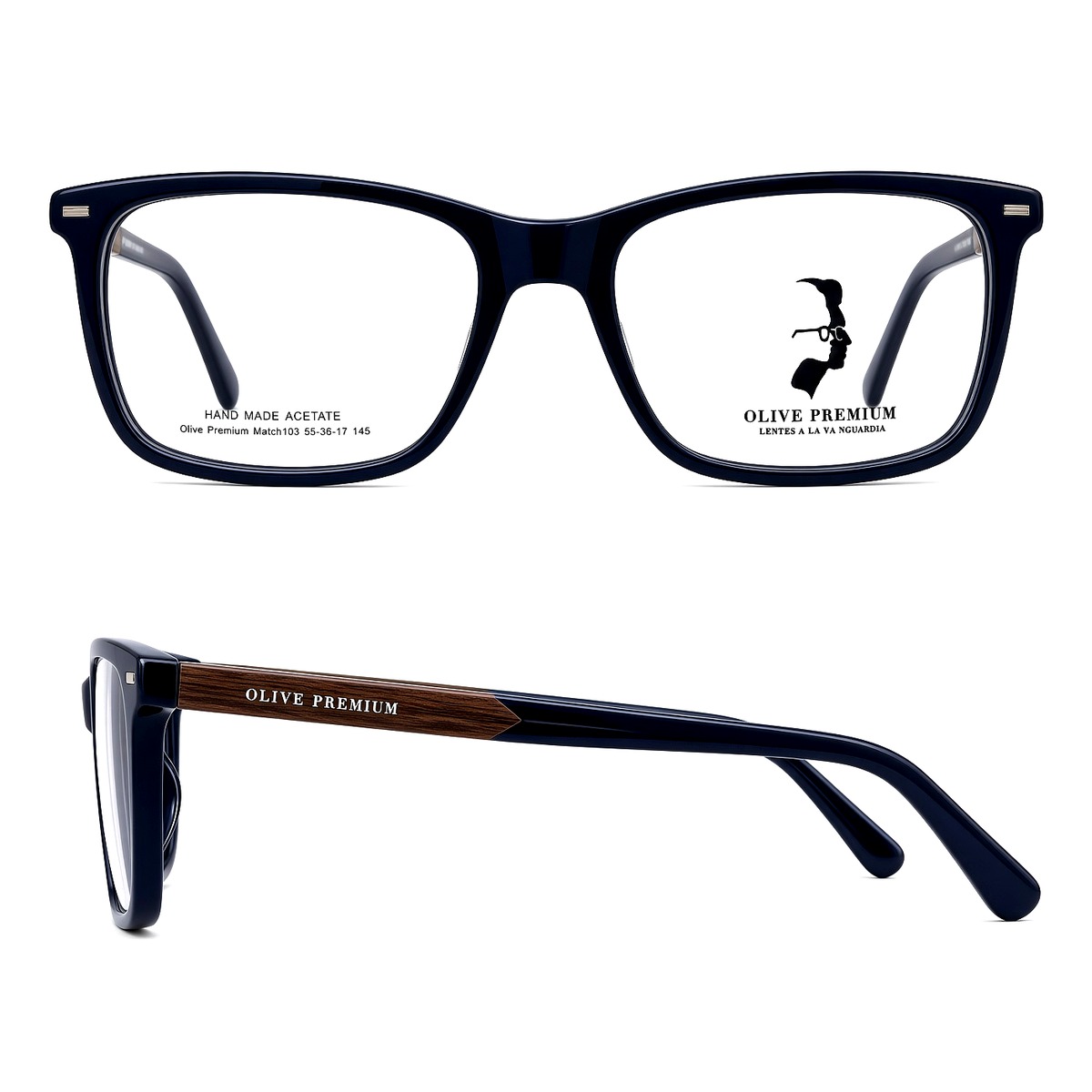 Olive Premium Match103 Azul marino con varillas café - Imagen 2